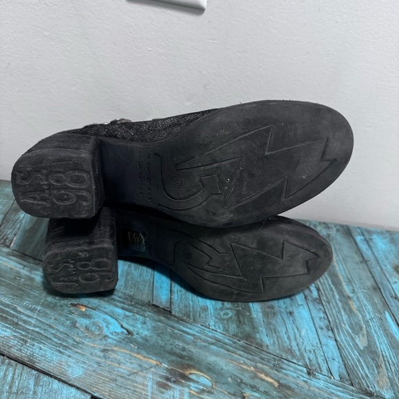 A.S.98 Black Shimmery Leather Slingback Mules Studded Heeled Shoes Size 39 - Picture 9 of 11